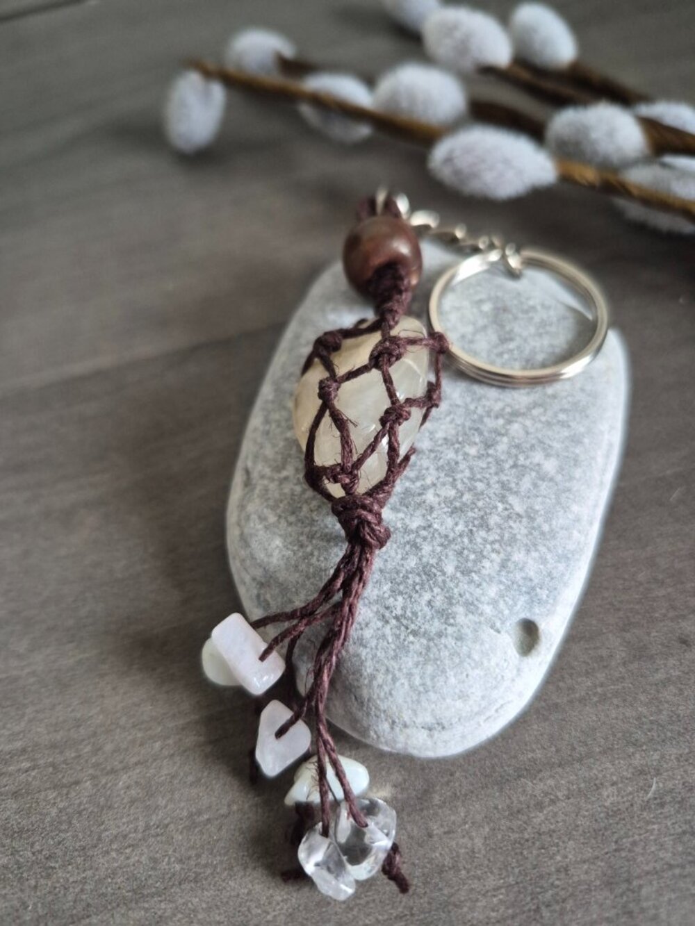 Handmade Quartz Macrame Keychain
